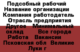 Подсобный рабочий › Название организации ­ Компания-работодатель › Отрасль предприятия ­ Другое › Минимальный оклад ­ 1 - Все города Работа » Вакансии   . Псковская обл.,Великие Луки г.